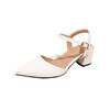 Summer new pointed head bag head one-word buckle sandals women's simple fashion thick heel high heel dating gentle single shoes