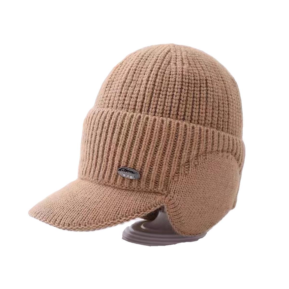 

Дитяча бейсболка з вушними клапанами, зимова в язана шапка для хлопчиків, тепла шапочка з козирком для малюків до старших дітей, шапка-біні для холодної погоди хакі