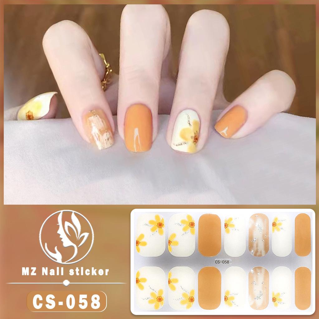 CS Waterproof No-Cure Gel Nail Wraps, Full Cover Spring & Summer Blend & Contrast Color Nail Stickers, Nail Patch Films