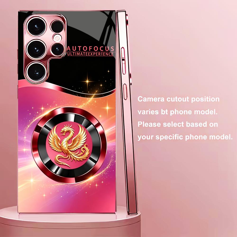 Luxury Pink Black Phoenix phone case glass s26 ultra case s25 ultra case for Samsung Galaxy S26 S25 S24 S23 S22 FE Ultra Plus