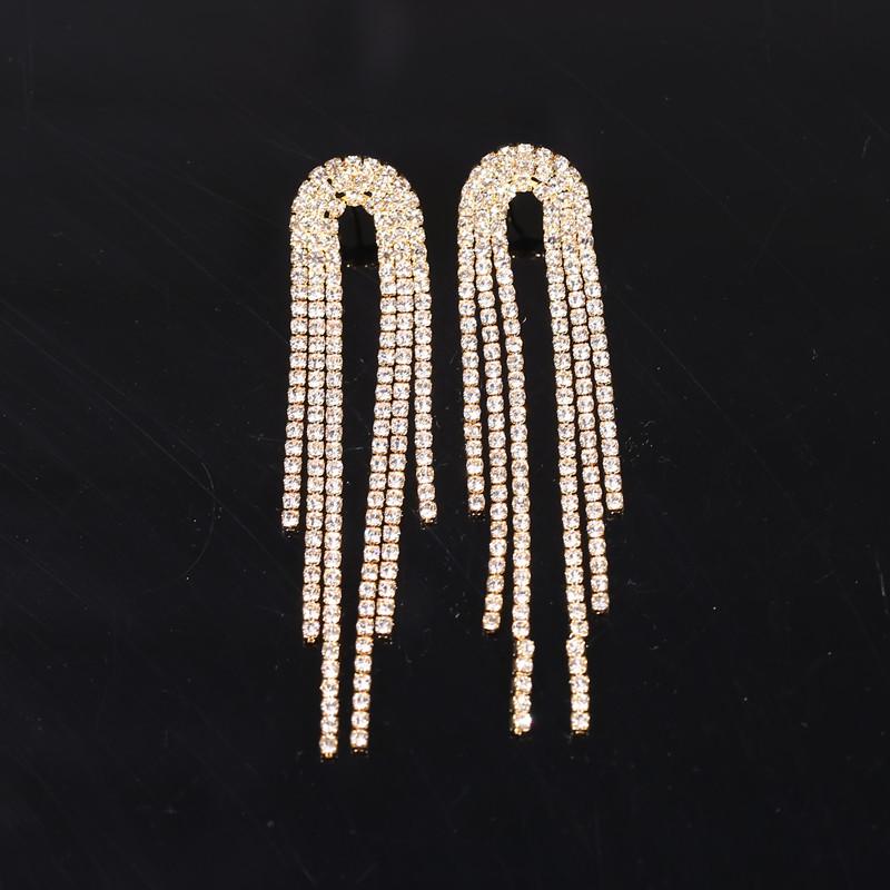 Exaggerated Full Diamond Fringed Earrings Women S Long Stud Earrings Dongdaemun Temperament Earrings Earrings