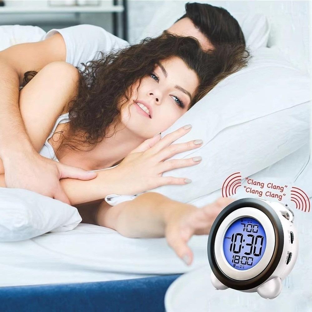 Blue Backlight Digital Clock Twin Bell Smart Alarm Clock Dual Alarm Clock  Home Use