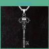 Gothic Antique Silver Skull Pendant Necklace With Alloy Charm For Womens Jewelry