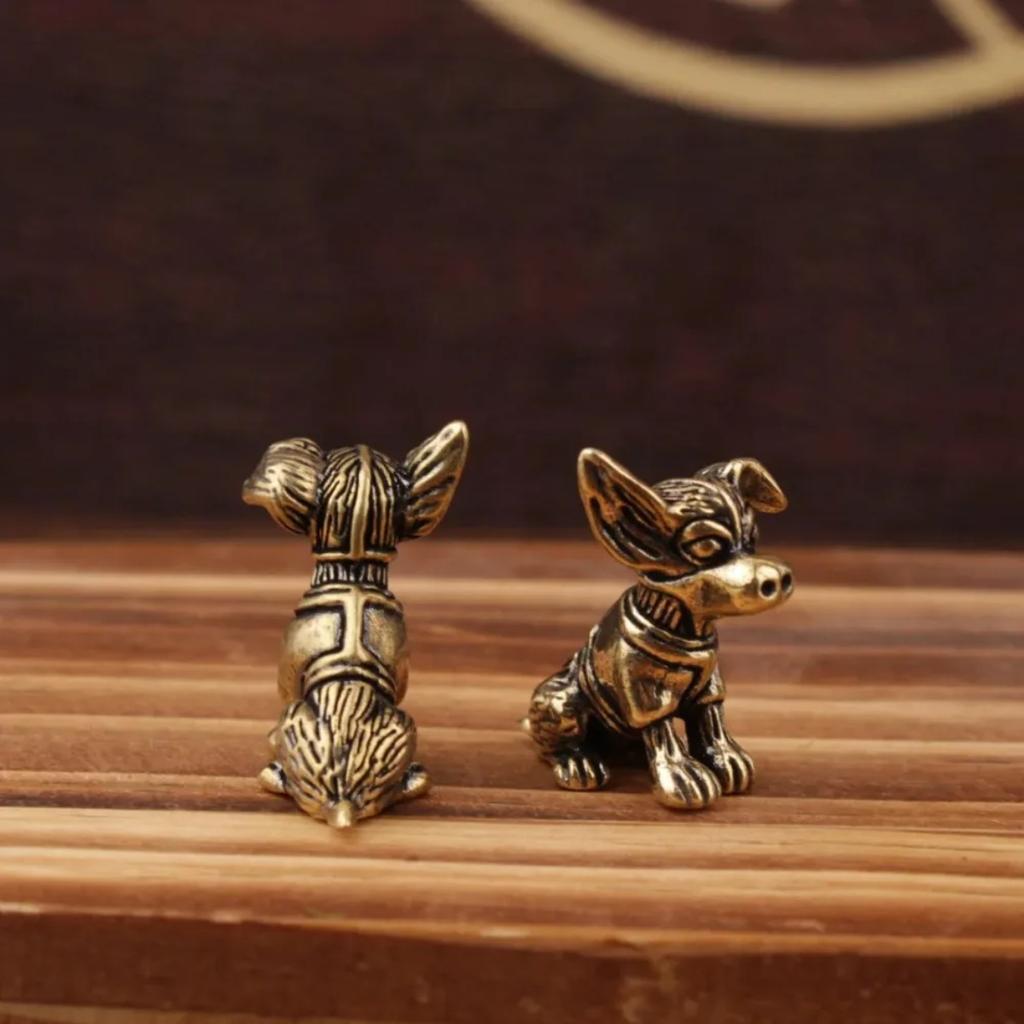 Desk Ornament Copper Dog Solid Sculpture Antique Tea Pet Brass Ornament Cute Home Decor Gift Living Room Decoration Accessories