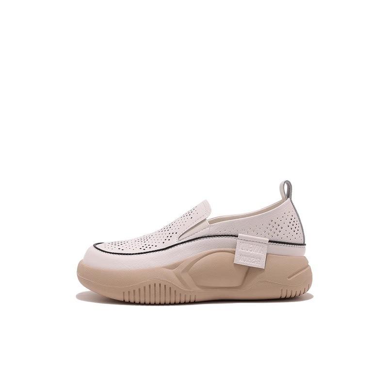 Casual Loafers Women's Thick-soled One-pedal Through The Net Soft Leather Retro Single Shoes Women's Shoes Wholesale