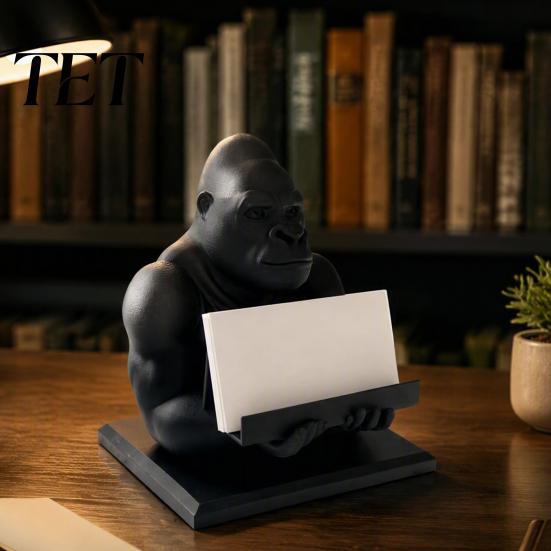 Durable PLA Card Stand 3D Printed Gorilla Business Holder, Phone Stand, Cool Desktop Unique Gifts for Colleagues Organizer Figurine Office Home