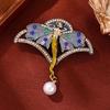 Elegant Rhinestones Pearls Butterfly Brooch Vintage Enamel Design Corsage Pin Women Chest Accessory Gift