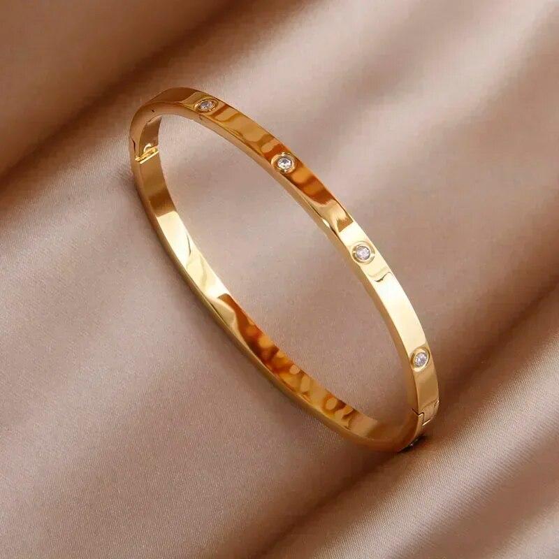 Classico bracciale in acciaio inossidabile stile punk in metallo per donna, braccialetti geometrici, gioielli da polso antiruggine, regalo per feste