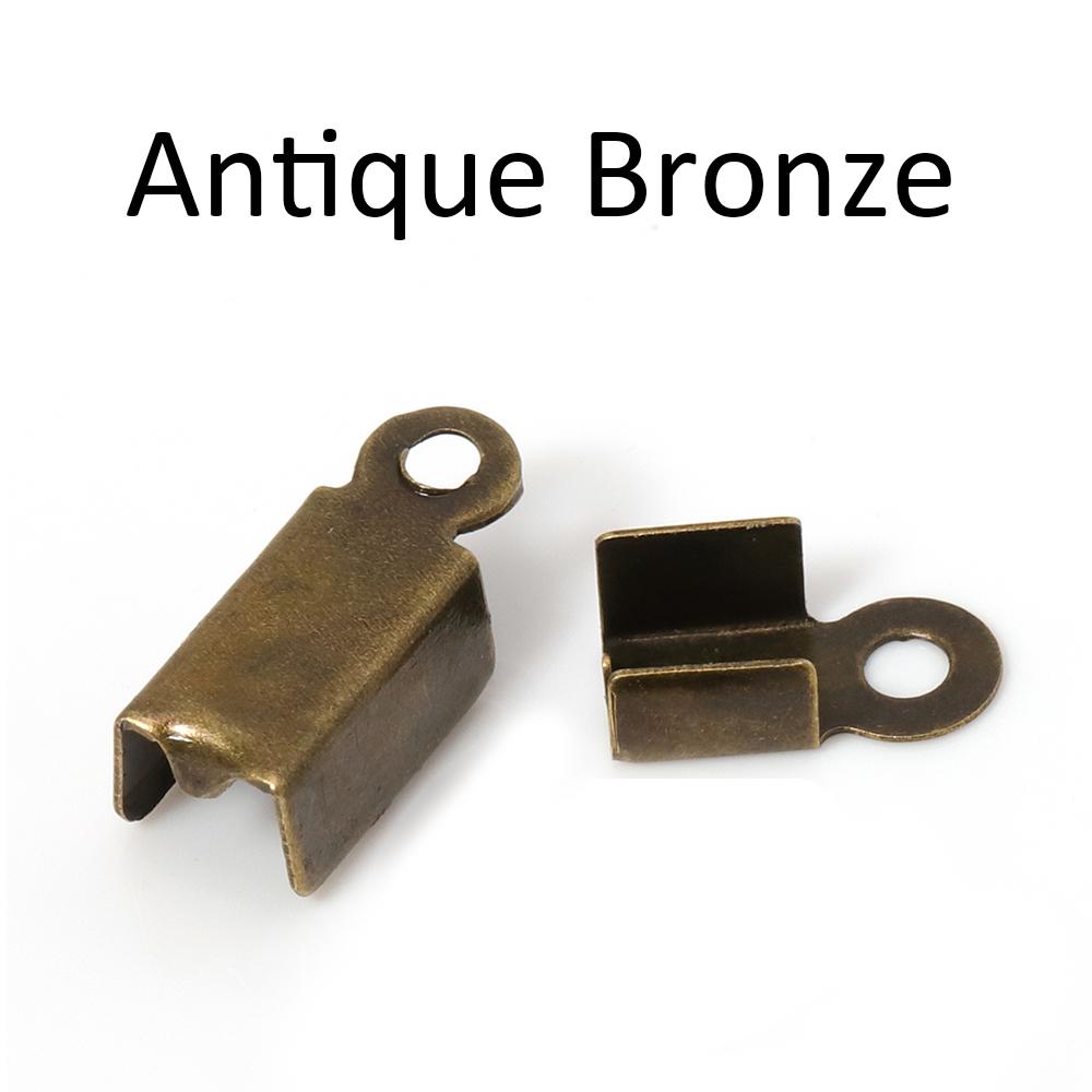 200pcs Cove Clasps Cord End Caps String Ribbon Leather Clip Tip Fold Crimp Bead Connectors for Jewelry Making DIY Supplies