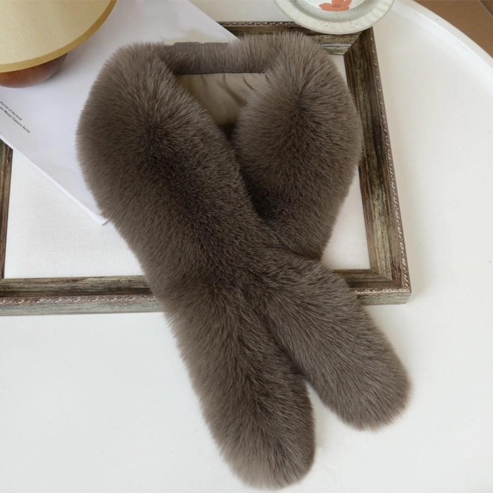 Weicher flauschiger Pelzschal Verdickt einfarbig Warmer Halstuch Imitation Fuchs Fell Kältebeständiger Kragen Schals Nackenschützer