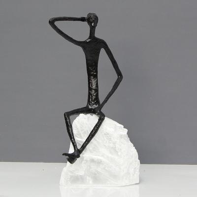 Creative Abstract Cast Iron Human Sculpture Black Irregular Metal Artwork Wine Cabinet Ornament Indoor Office Figure Decoration