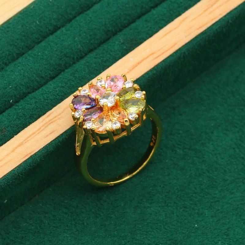 Jewelry European and N Light Luxury Colored Flowers Zircon Inlay Necklace Earrings Lady Jewelry Set