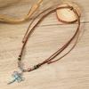 Literary Retro Butterfly Alloy Multi-layer Wooden Beads Knotted and Pullable Hand-woven Necklaces, Jewelry
