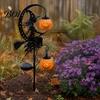 Leuchtender Mond Halloween-Requisiten Solar-Gartenstablicht, Hexe Kürbis Laterne, Metallpfähle für Herbst IP44 Wasserdichte Außen Dekoration Weg Garten