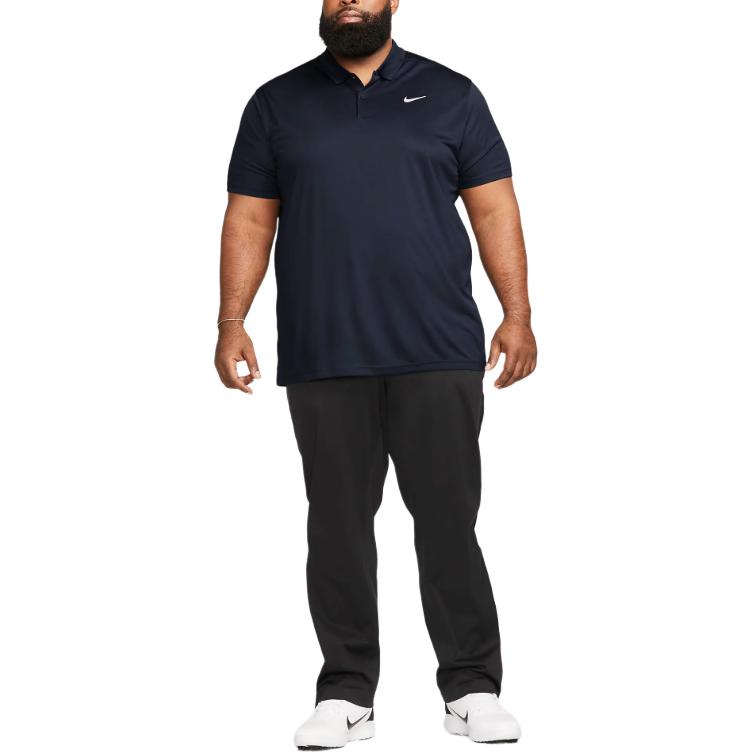 Nike Solid Color Logo Polo Shirt Men Tops Navy-Blue DH0822-451