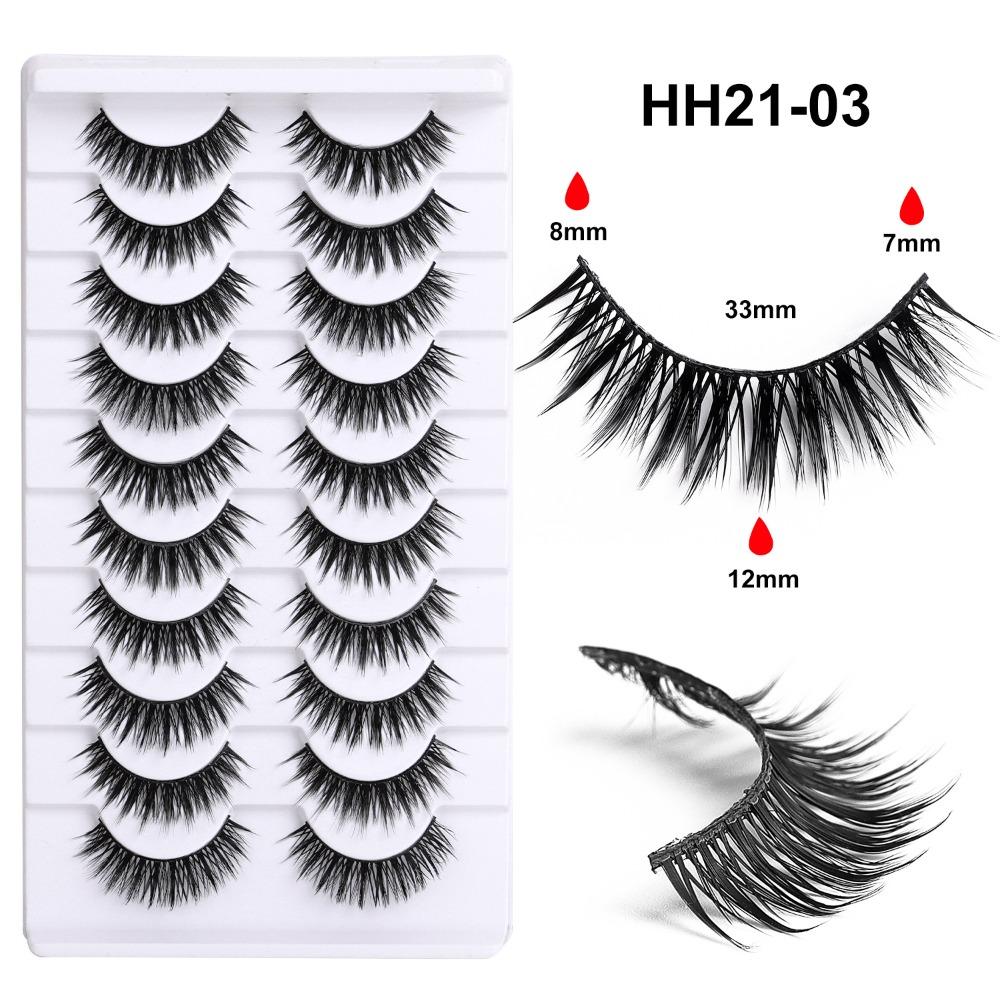 10 Pairs Fluffy Thick 3D Faux Mink Lash Glue Version Full Strip Lashes  Eye Lash Extension