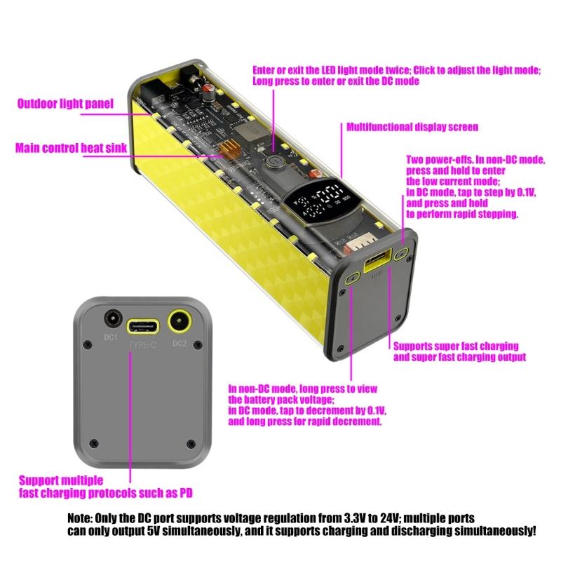 65W Laptop Powerbank Case For 8x18650 Batteries Shell Not Needed Welding Easy Assembly DC3.8x1.35mm/DC5.5x2.1mm Type C