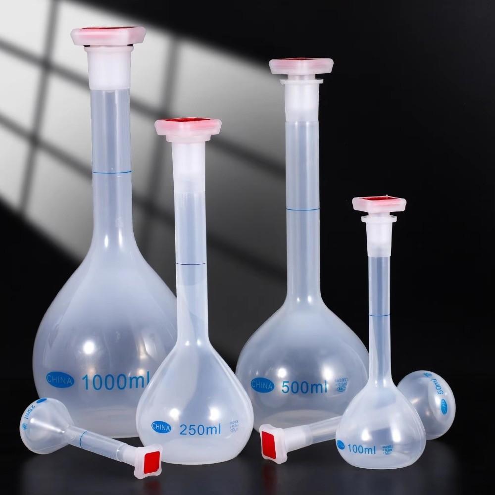 25/50/100/250/500/1000ml Volumetric Flask Plastic Long Neck Graduated Bottle with Stopper Liquid Distribution Bottle