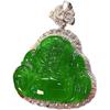 Ice Green Jadeite Laughing Buddha Pendant Necklace - Imperial Green Women's Charm Accessory