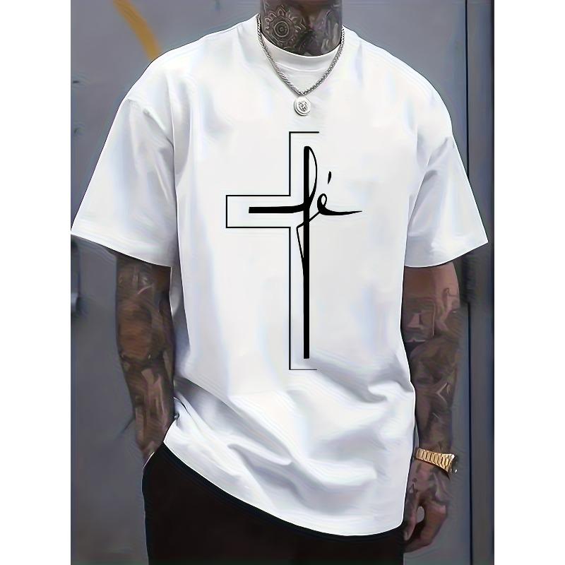 European sizes Men's Short Sleeve T-Shirt with 2D All-Over Print Breathable Fabric - Round Neck Casual Summer Gym & Travel Wear, Smart-Casual Shirts