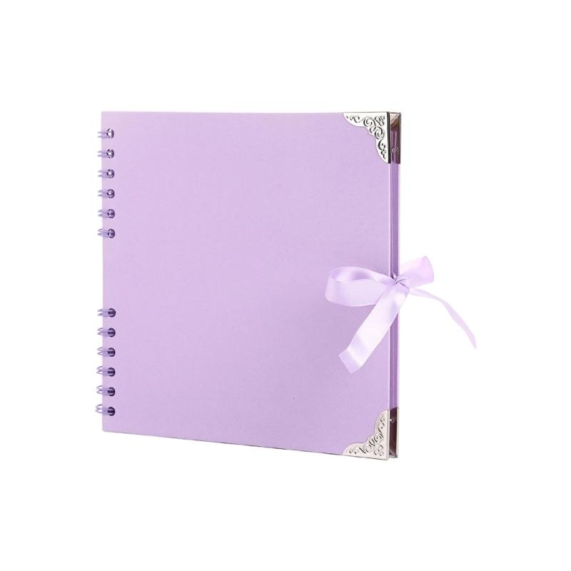 DIY Scrapbook Album 8palcová čtvercová prázdná stránka pro uchování vzpomínek Papír 30 listů Držák na fotografie Kniha vzpomínek s mašlí