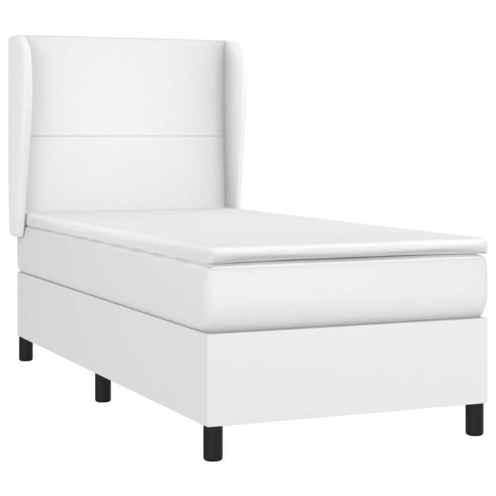 3128878 vidaXL Lit à sommier tapissier avec matelas Blanc 80x200 cm Similicuir