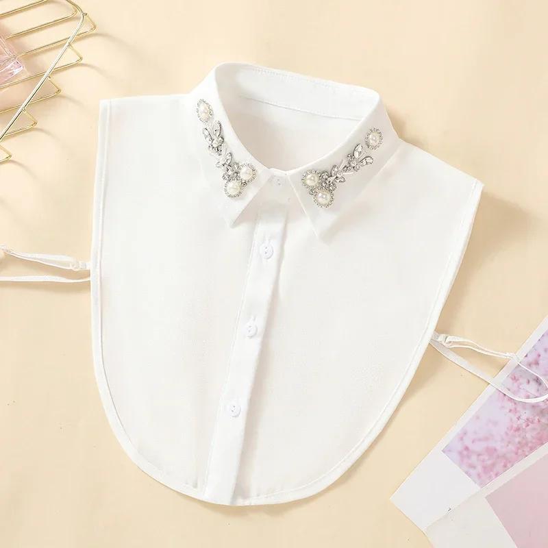 All-match fake collars in autumn and winter new fake collars for women's shirts rhinestones pearls shirt fake collars