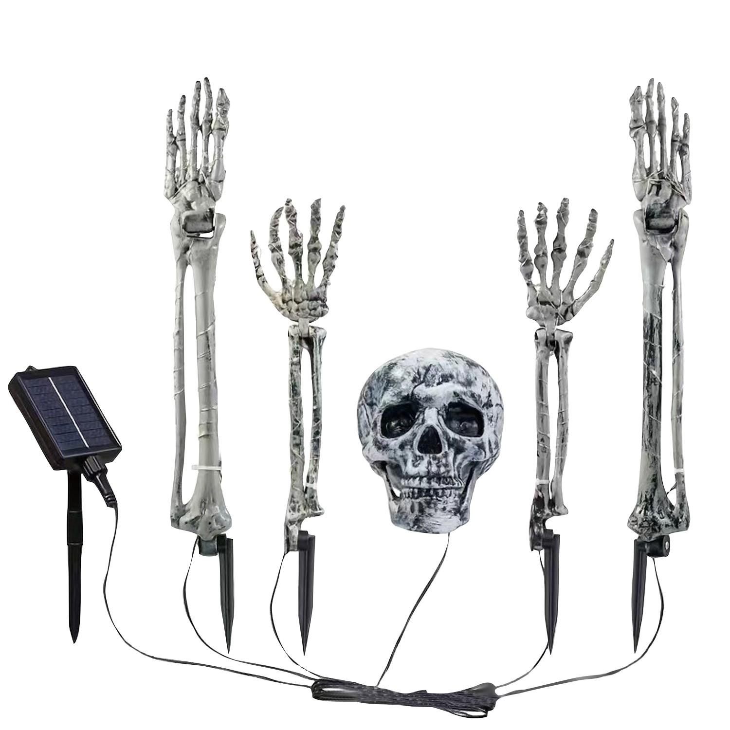 

Более реалистичные светодиодные фонари для украшения скелета на Хэллоуин для улицы, регулировка яркости, таймер, 8 режимов освещения, страшное украшение для сада на Хэллоуин One Size