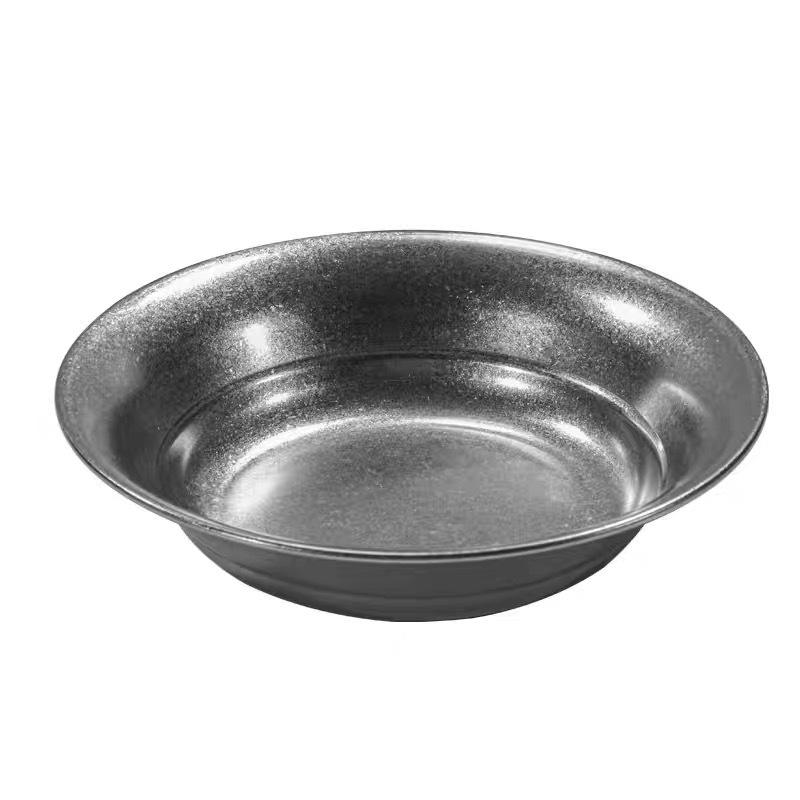 Retro Stainless Steel Y-Shaped Deep Plate for Snacks, Hot Pot, Oil Dishes, or Fruit Salad