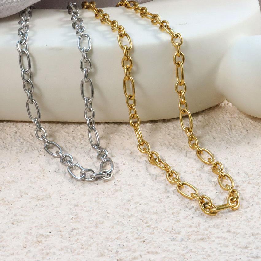 Stainless Steel Flat Hammer Long Cross Necklace Titanium Steel Flat Wire Long Cross Chain Necklace Long O-Chain Accessories