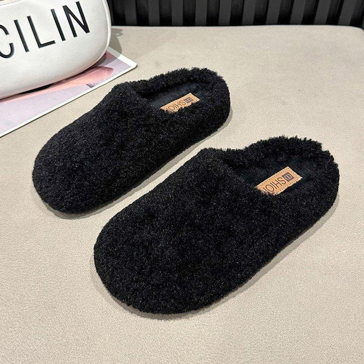 Cotton slippers 2026 new fashion lamb wool Baotou hairy slippers for women autumn and winter