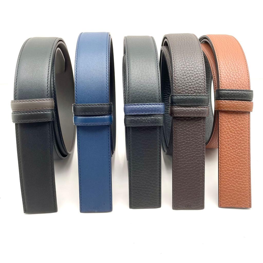 Top Layer Cowhide Belt, Men's Genuine Leather Headless Belt, Men's Belt, Smooth Buckle Strip on Both Sides, Fashionable Perforated