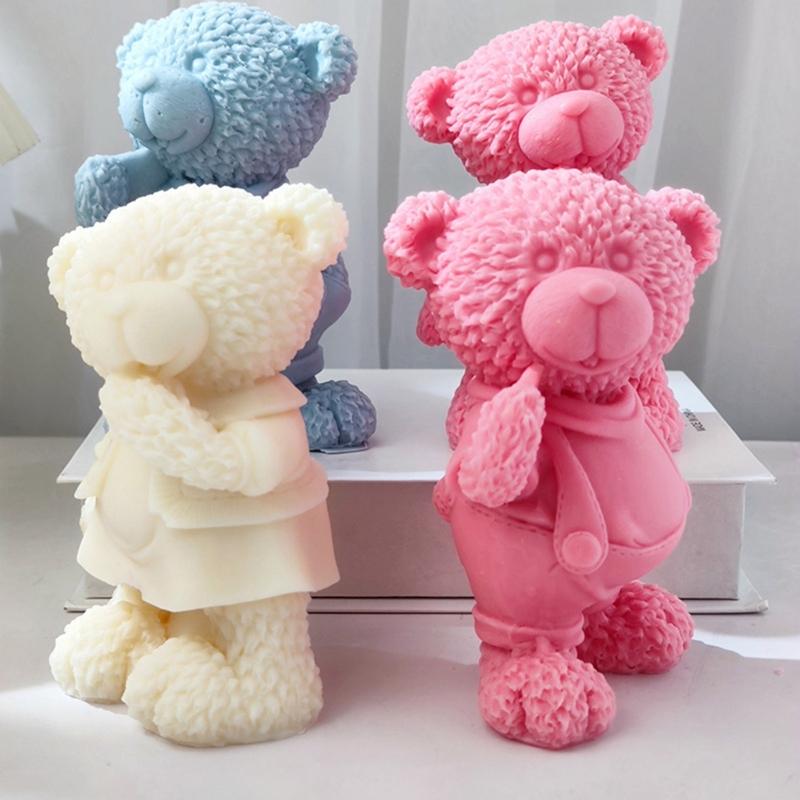 3D Standing Bear Shape Candle Silicone Mold for DIY Hand-made Candle Ornaments Mould Handicrafts Making Tool Baking Mold