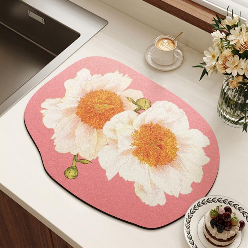 American Retro Light Luxury Kitchen Countertop Drain Pad, Diatom Mud Suction Pad, Quick-drying Washing Table, Sink, Bar Mat