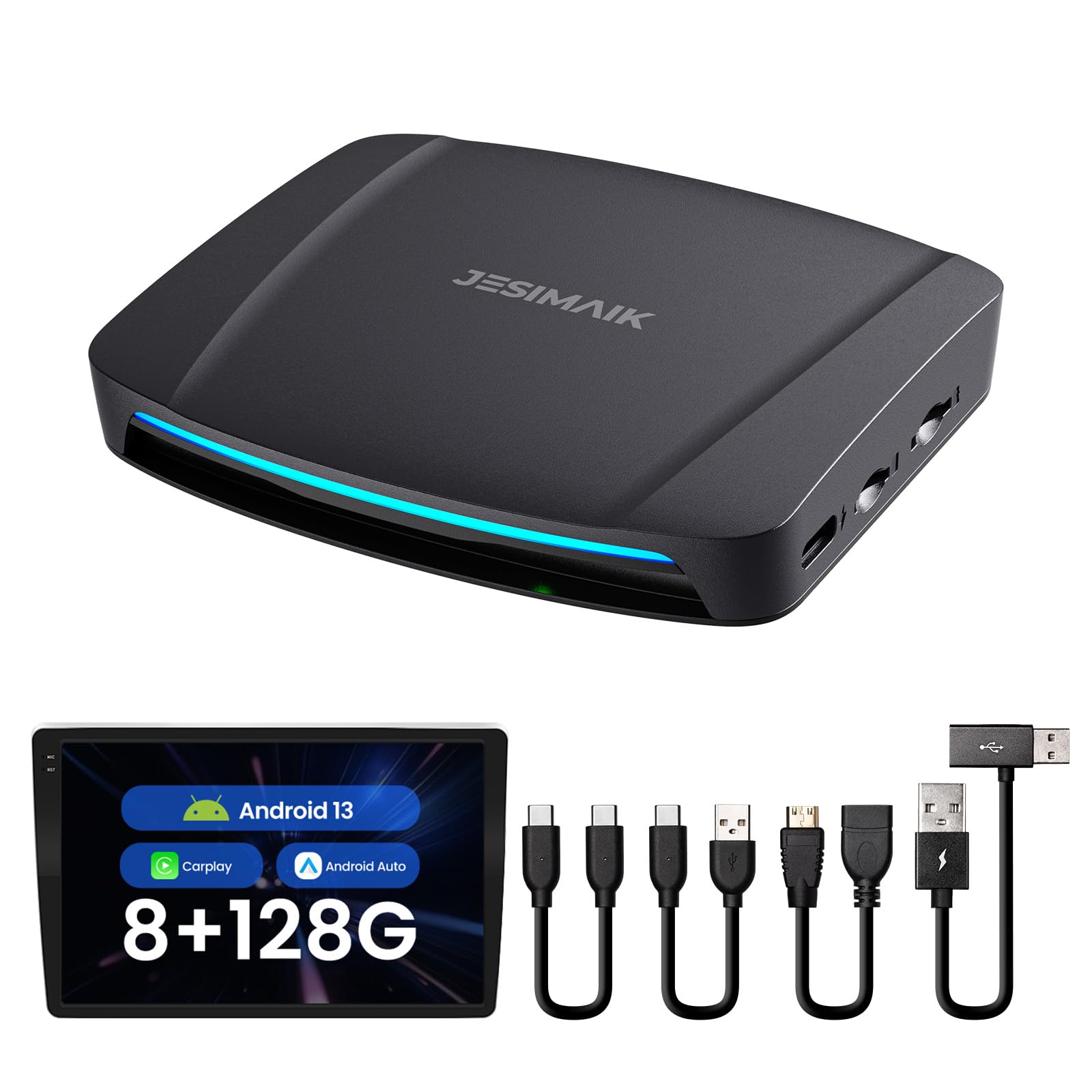 

JESIMAIK CarPlay Ai підтримує відео та Android 8 ГБ 128 ГБ великий до 4K30P 4G LTE додаток бездротовий автомобільний автоматичний GNSS кабель в комплекті Коробка, відтворення, сірий колір