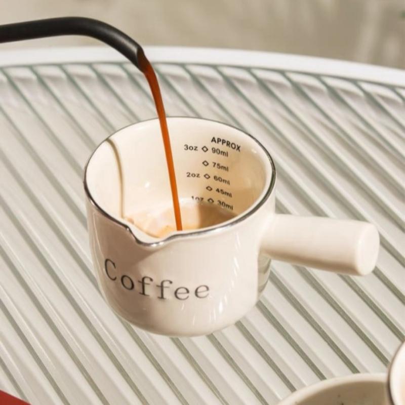 Ceramic Espresso Coffee Measuring Cup With Scale Extraction Cup Milk Cup Milk Pitcher With Handle Latte Mixer Scale Measure Mugs