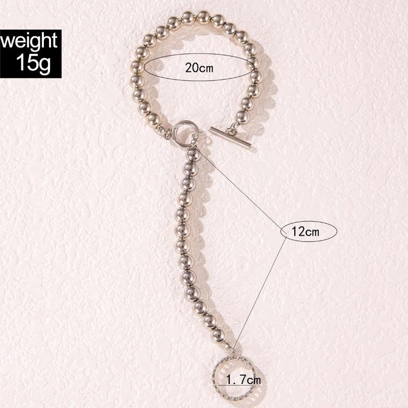 Beautiful Fashion Elegant Silver Color Ball Beads Chain Bracelet with Ring Women Lady Cute Bracelet Gorgeous Jewelry