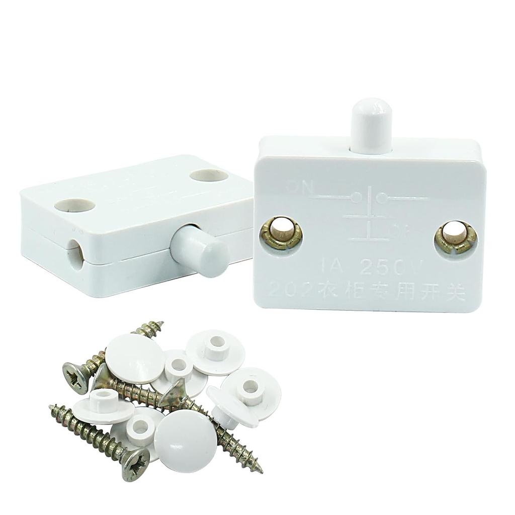 Hordion 2Pcs Cabinet Door Switch, Closet Light Wardrobe Touch Switches for Cabinet Closet Wardrobe Pantry Light On Off Switch Applicable to 12V 24V