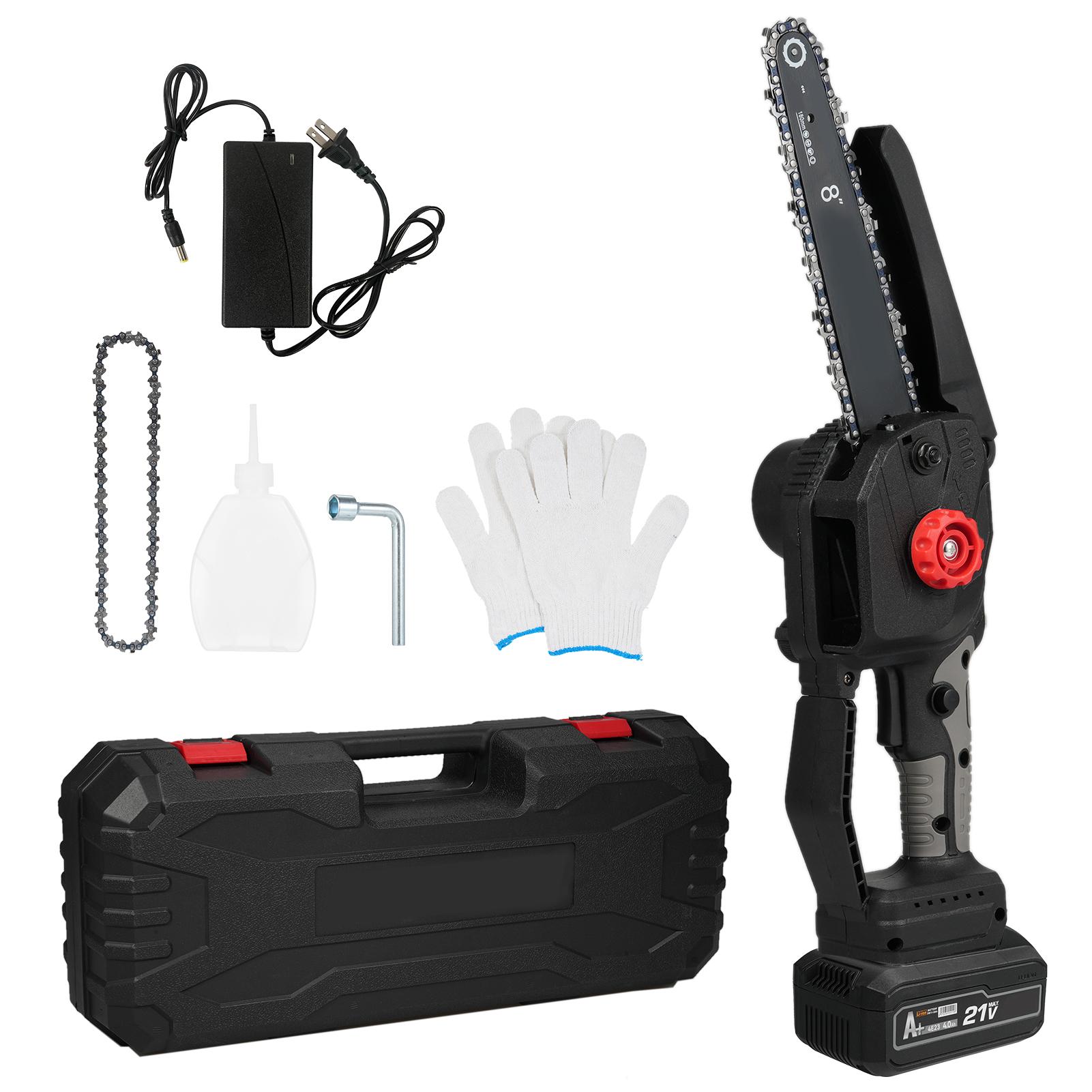 

Беспроводная мини-цепная пила, 8-ДЮЙМОВАЯ электрическая цепная пила, питание от аккумулятора 398TV с защитой от брызг для резки древесины US Plug & 1 Battery чёрный