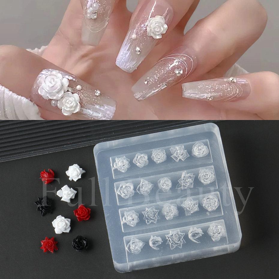 Nail Art Silicone Mold, Bow Bear Rose Three-Dimensional Nail Art Tool Jewelry Mold