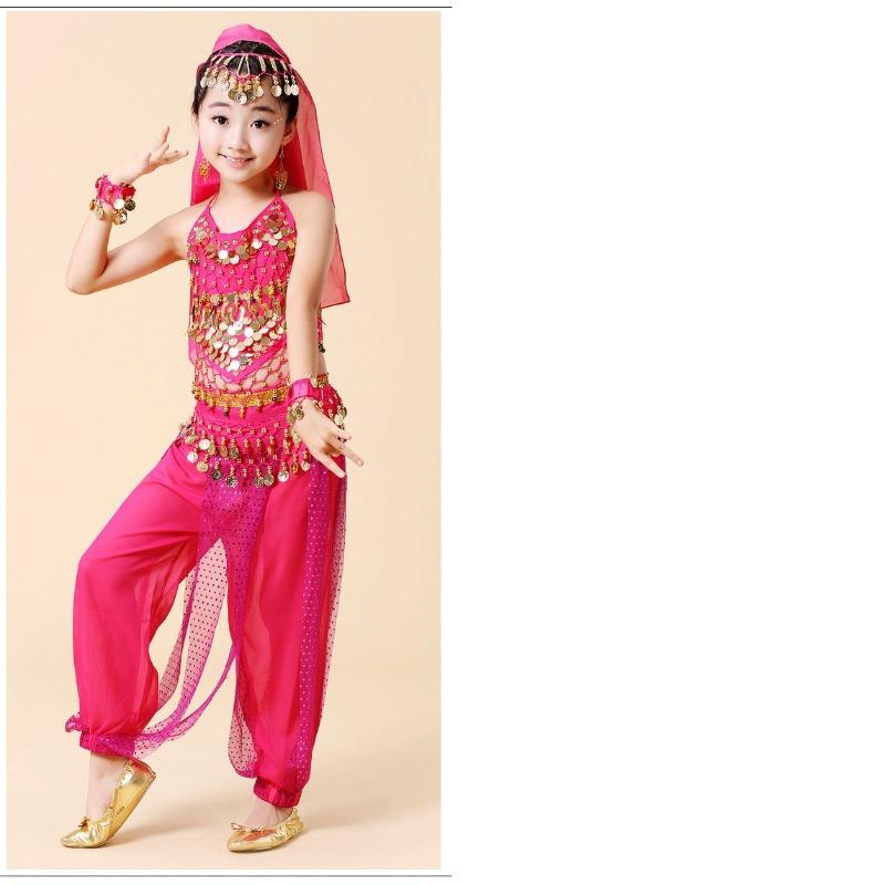 Kids Indian Dance Performance Costume New Children Belly Dance Ethnic Set Girls Arabian Princess Stage Outfit