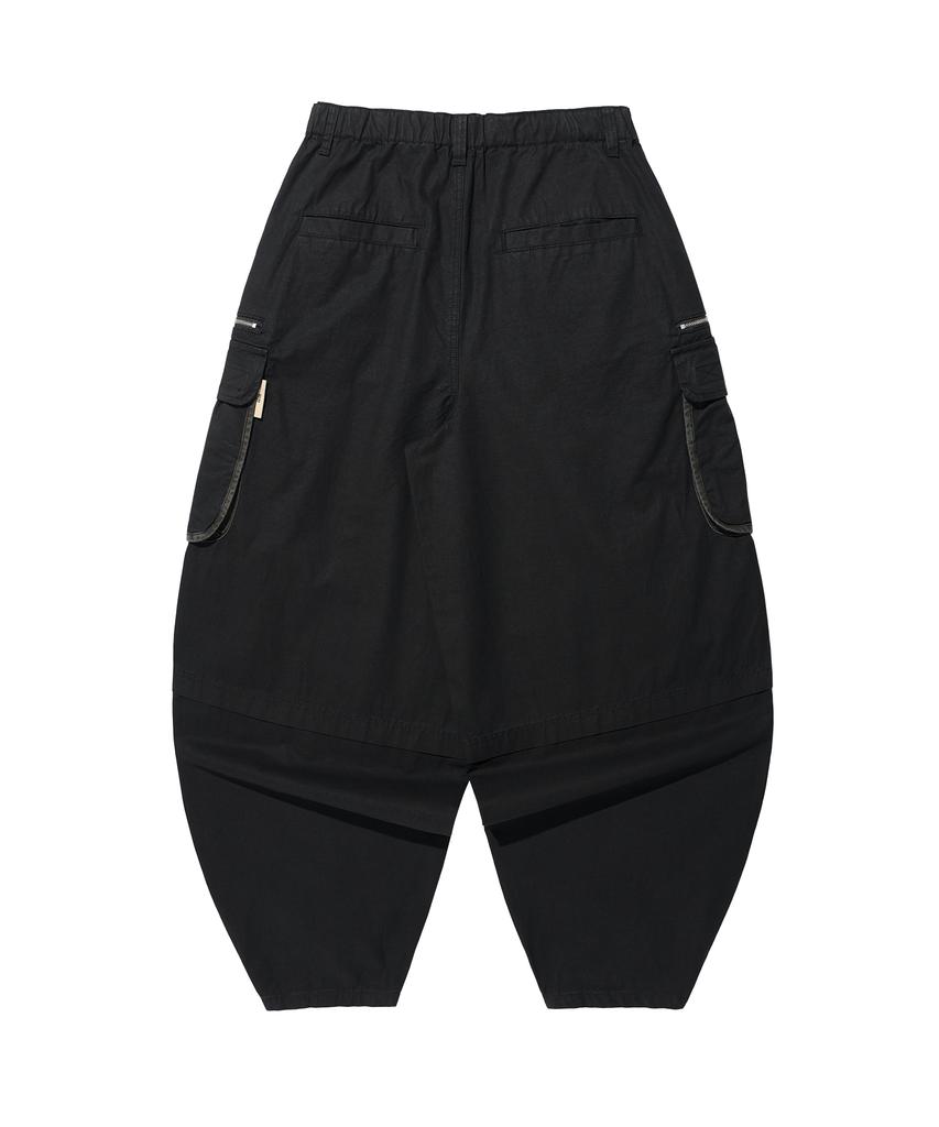 Gicheol Vintage Zip Cargo Balloon Pants (Washed Black)