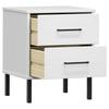 Nightstand OSLO with Metal Legs White Solid Pine Wood