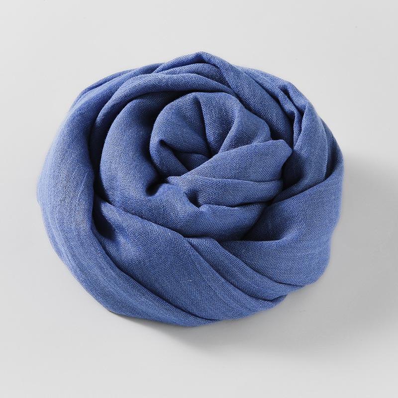 Women's Cotton Linen Artistic Solid Color Silk Scarf, Sun Protection Beach Neck Scarf, Japanese Style Long Gauze Scarf