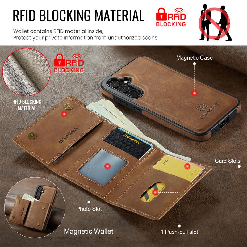 Magnetische 2-in-1 Abnehmbare Flip Leder Handyhülle für Samsung Galaxy S25 FE S25 Edge S24 Plus S23 S22 S21 Ultra Brieftasche Kartenfach Rückseite Abdeckung Coque