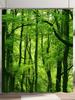 Grüner Wald Duschvorhang mit Haken 3D Landschaft Duschvorhang Wasserdicht Garten Duschvorhang für Badezimmer