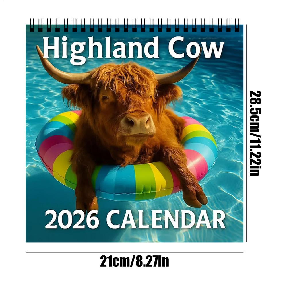 

2026 Wall Calendar 12 Month 2026 Calendar Planner Highland Cow Wall Art Jan-Dec Agenda Thick Paper Monthly Planner for Teacher зелёный