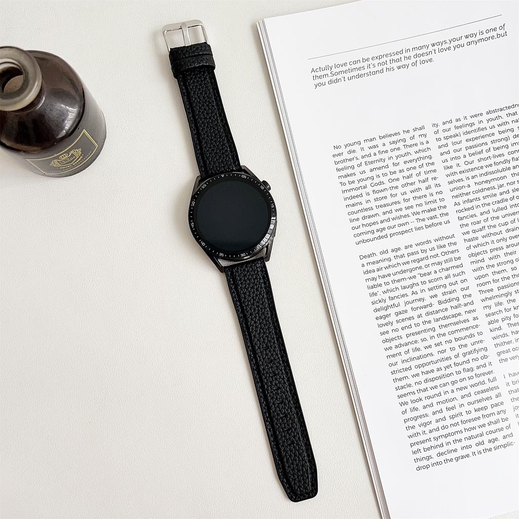 Für Samsung Galaxy Watch7 44mm/40mm Uhrenarmband 20mm Metallschnalle Litschi-Textur Silikonarmband