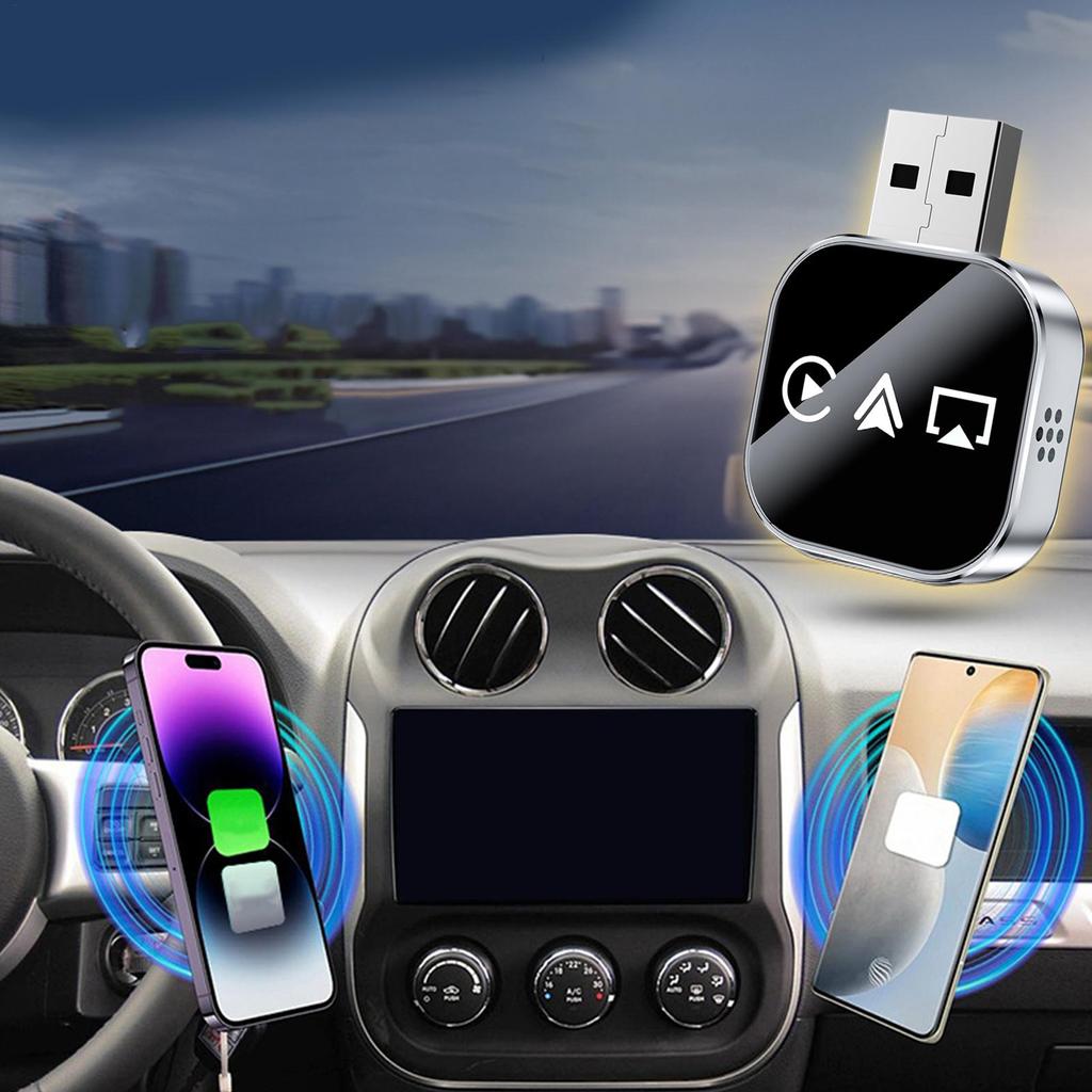 Car Display Converter Fast Auto-Connect Converter Wireless Mirror Phone To Car Screen For Daily Commuting Long Distance Travel