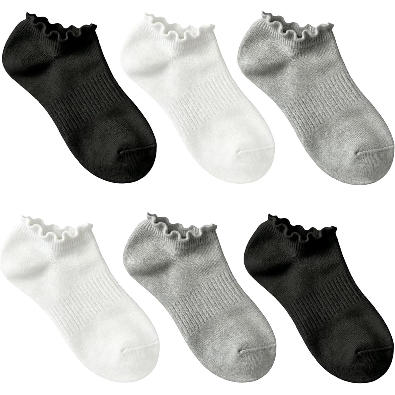 

A Pack Of 6 Pairs Of Cute Heart-patterned Cotton Socks For Girls, Seamless Mid Calf Athletic Socks, Suitable For Children Aged - One Size белый